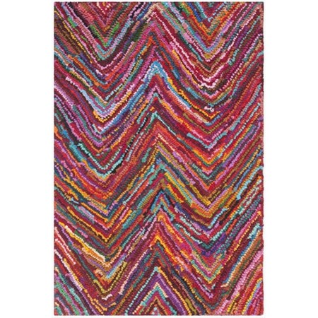 Safavieh 2 ft. 3 in. x 10 ft. Runner Contemporary Nantucket Pink and Multi Hand Tufted Rug NAN141A-210
